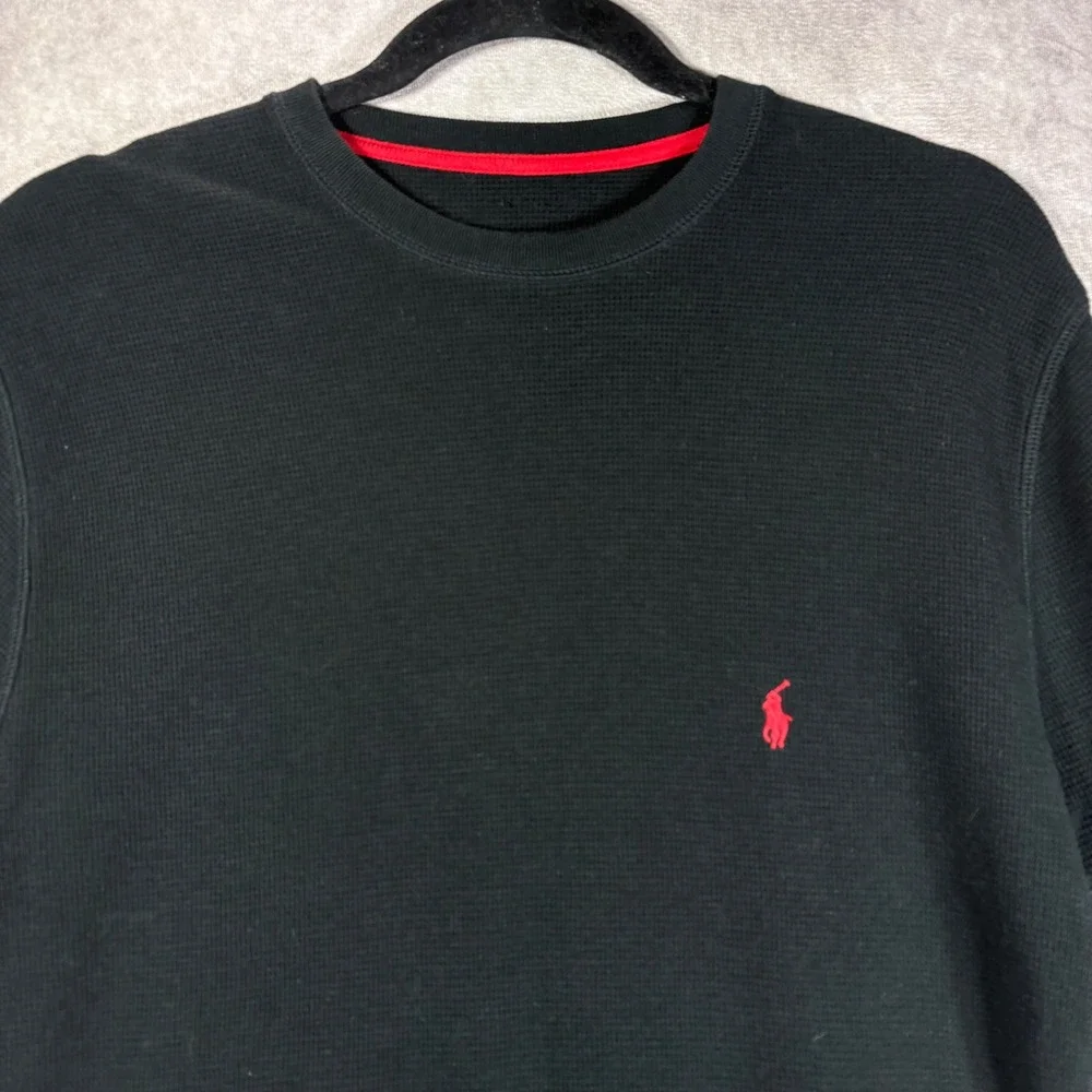 Polo Ralph Lauren Thermal Shirt Men S Black Pony Logo Waffle Knit Casual Preppy